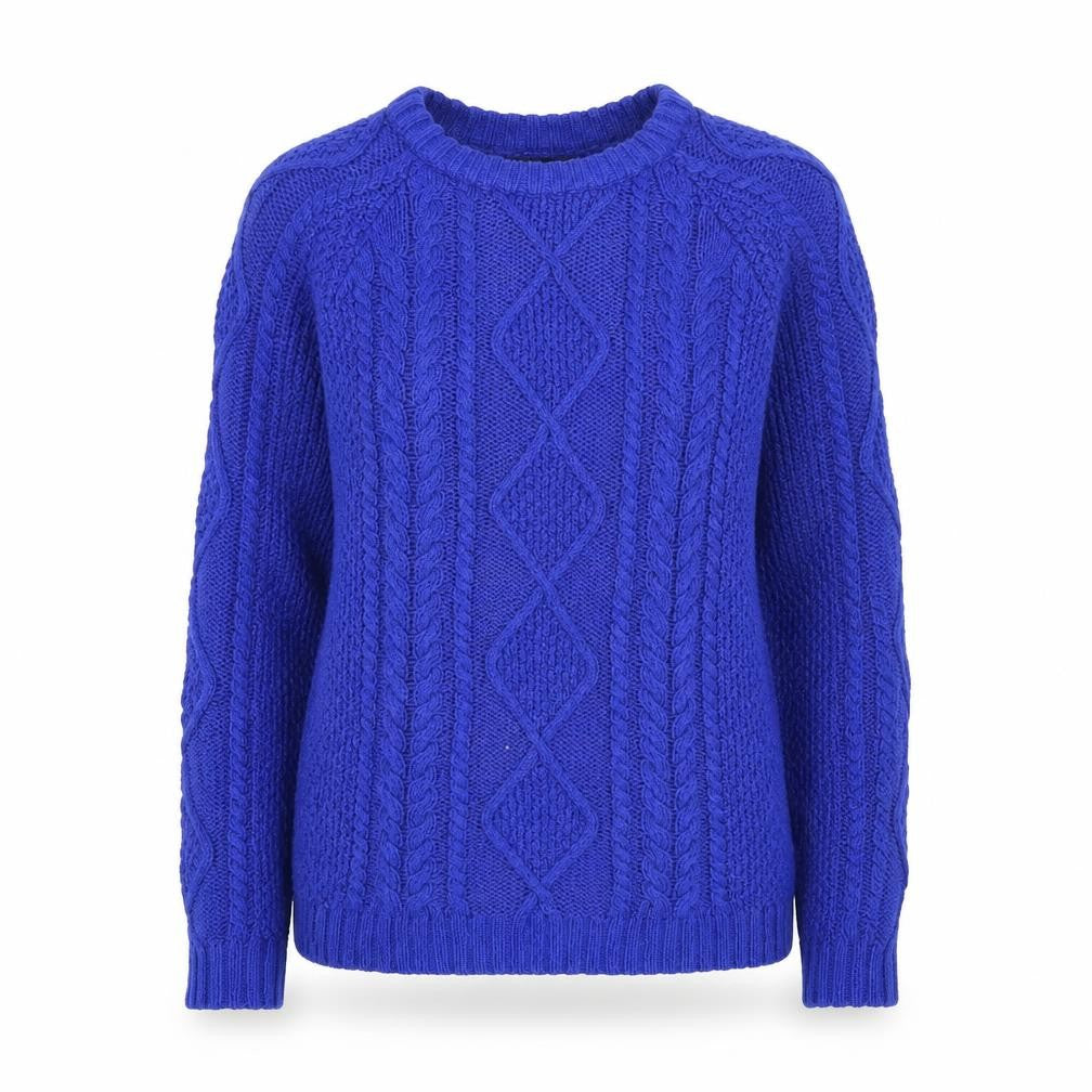 Zara Women Blue Cable Knit Crew Neck Jumper Size S