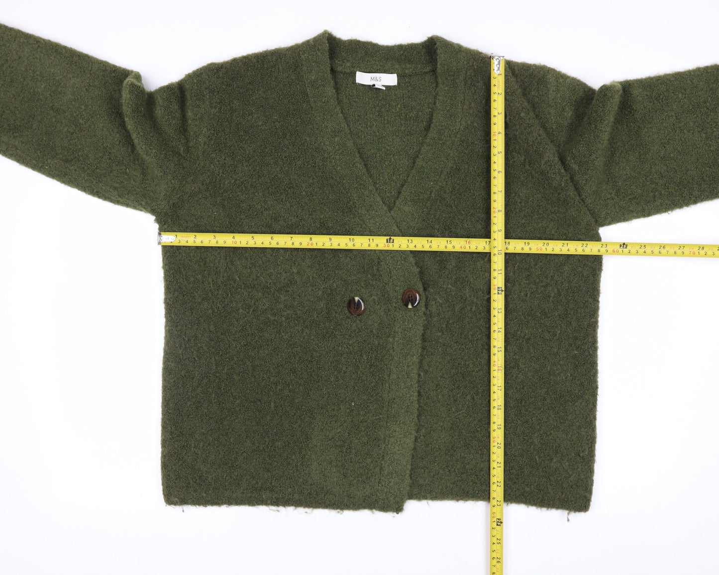 Marks and Spencer Women’s Green Wool Blend V-Neck Button Cardigan M