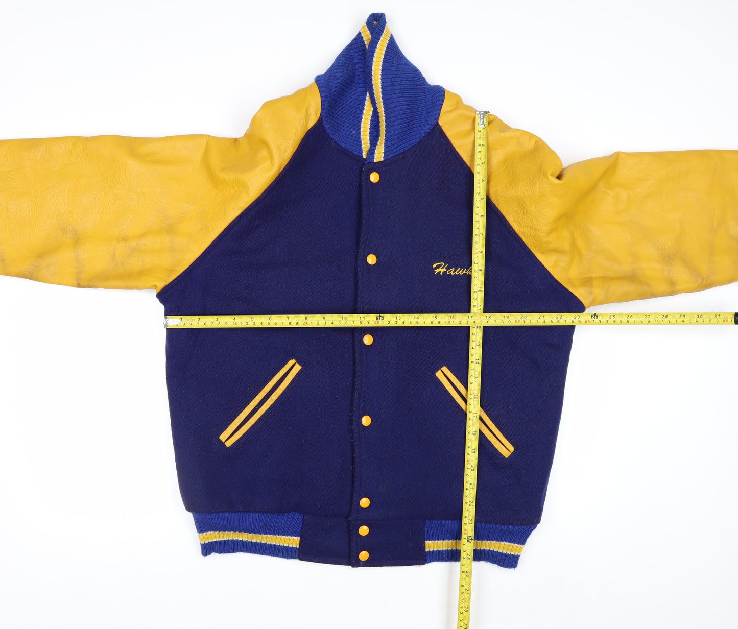 MPC Sports Men’s Blue Varsity Jacket Medium Wool Leather Retro