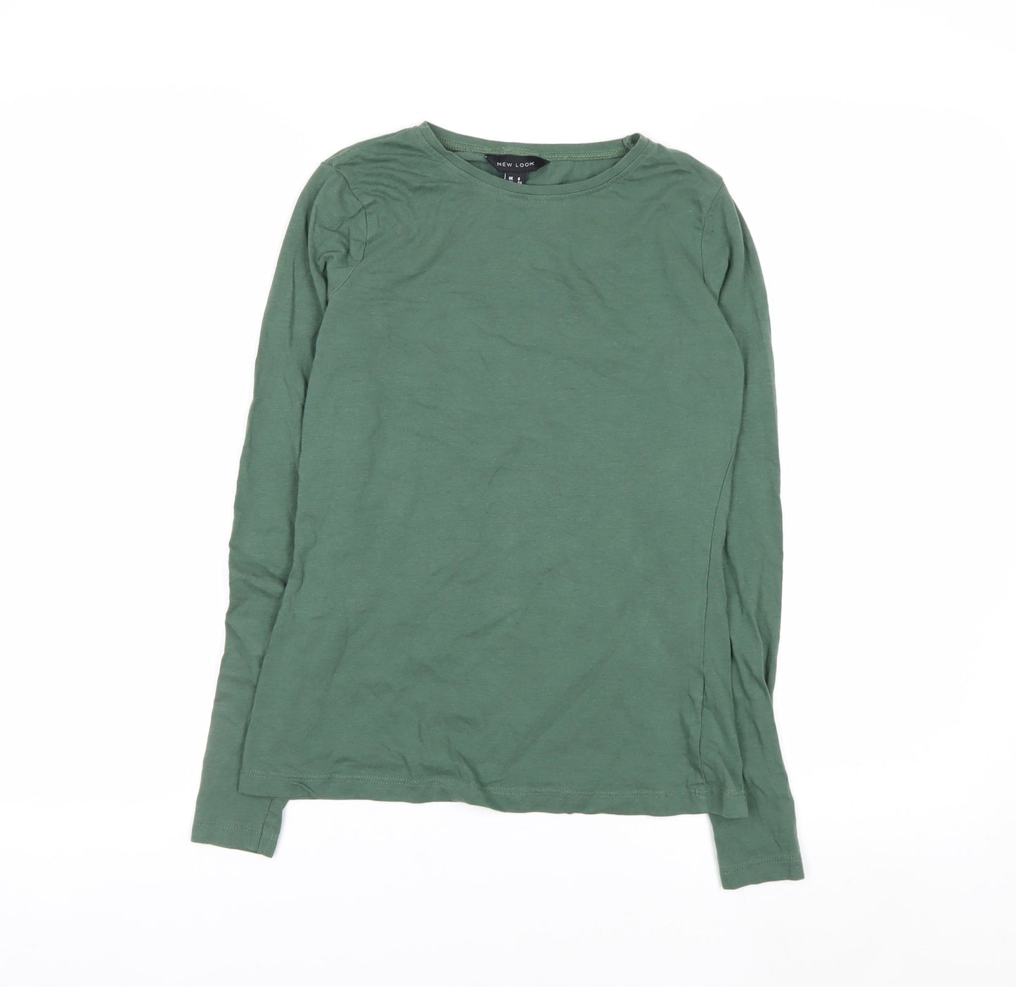 New Look Women’s Green Long Sleeve Basic Cotton T-Shirt Size 6