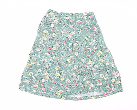 Cath Kidston Women's Green Floral A-Line Midi Skirt Size 6