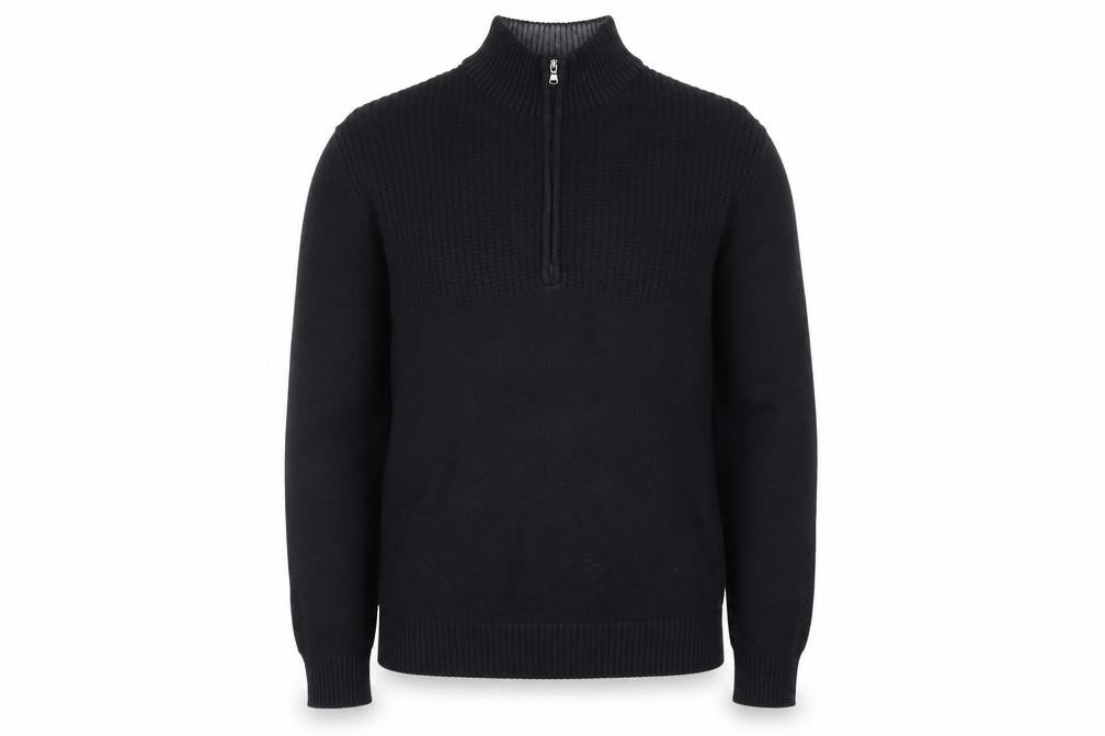 IZOD Men’s Black Cotton 1/4 Zip High Neck Jumper Size L