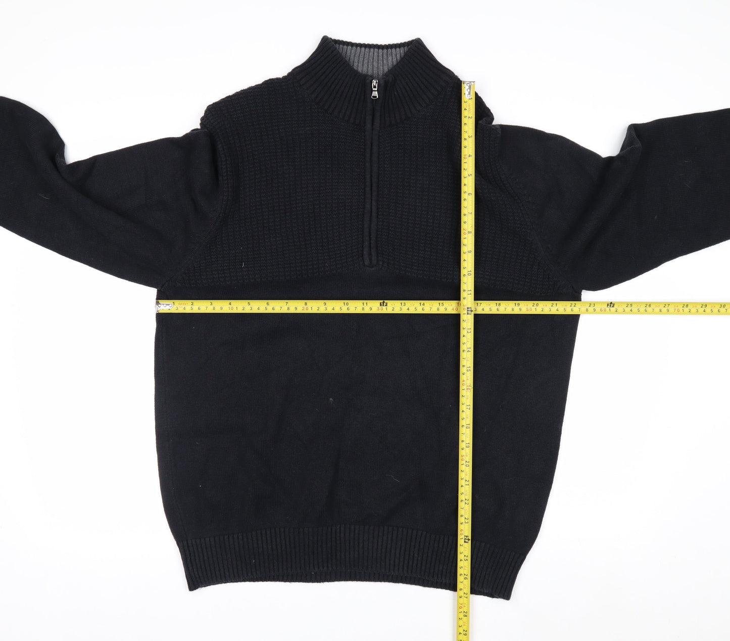 IZOD Men’s Black Cotton 1/4 Zip High Neck Jumper Size L