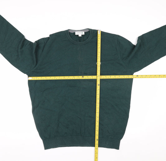 Lacoste Men's Green Cotton Crew Neck Pullover Jumper Size L