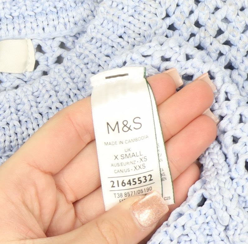 Marks and Spencer Women’s Blue Open-Knit Pullover Jumper XS
