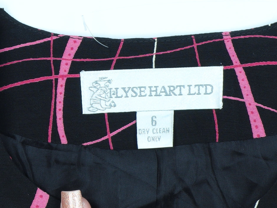 Lyse Hart Ltd Women Black Pink Geometric Pattern Suit Jacket Size 6
