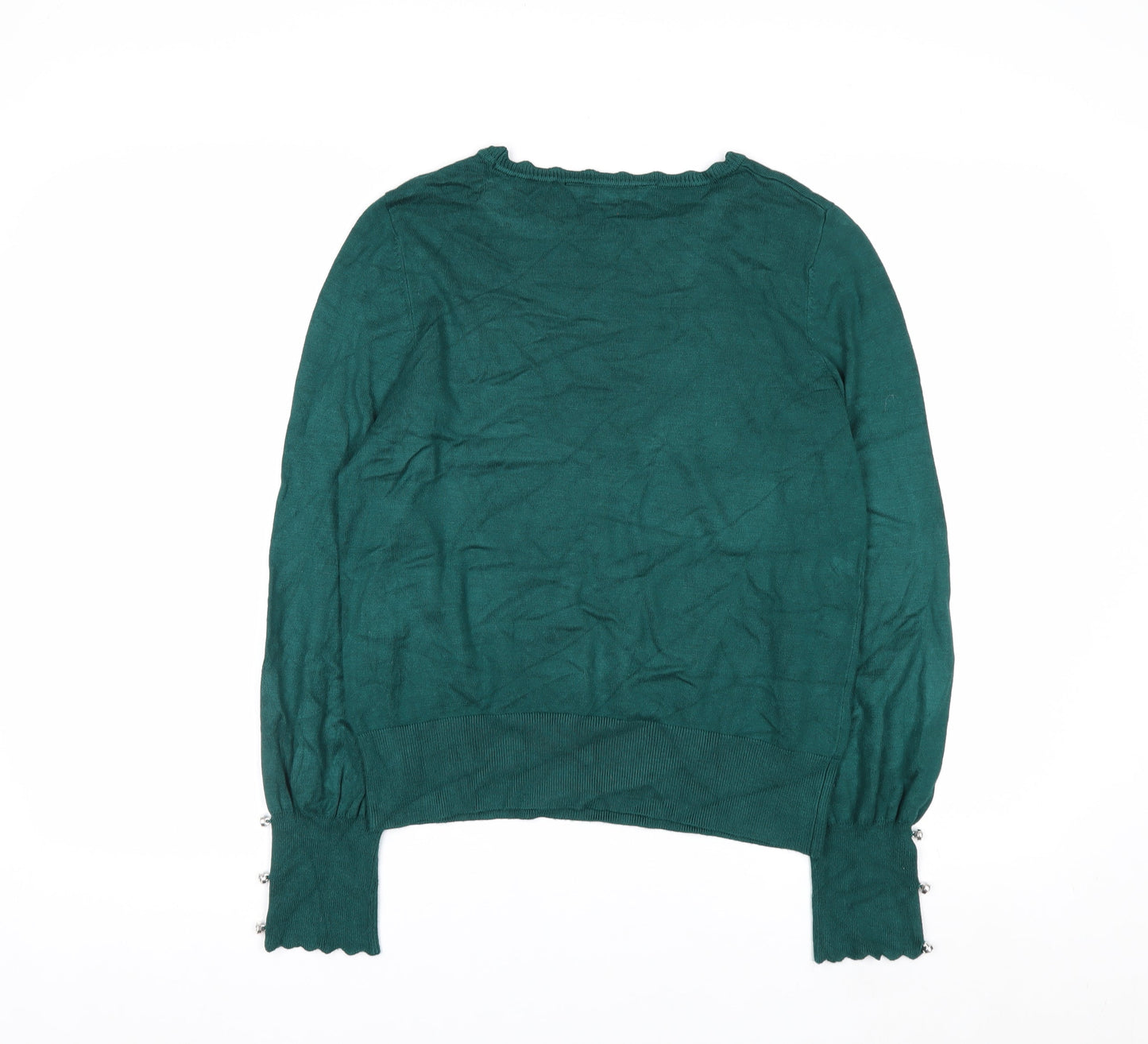 Lipsy Women’s Green Knit Crew Neck Pullover Jumper Size 12