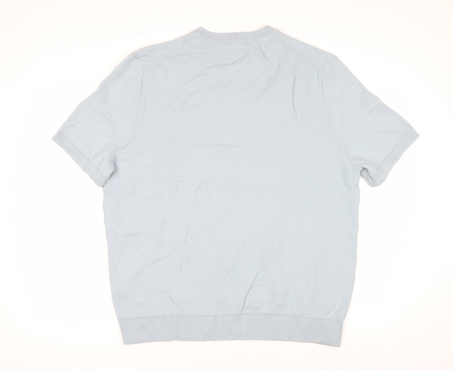 Marks and Spencer Women Blue Cotton Knit Short Sleeve Jumper XL