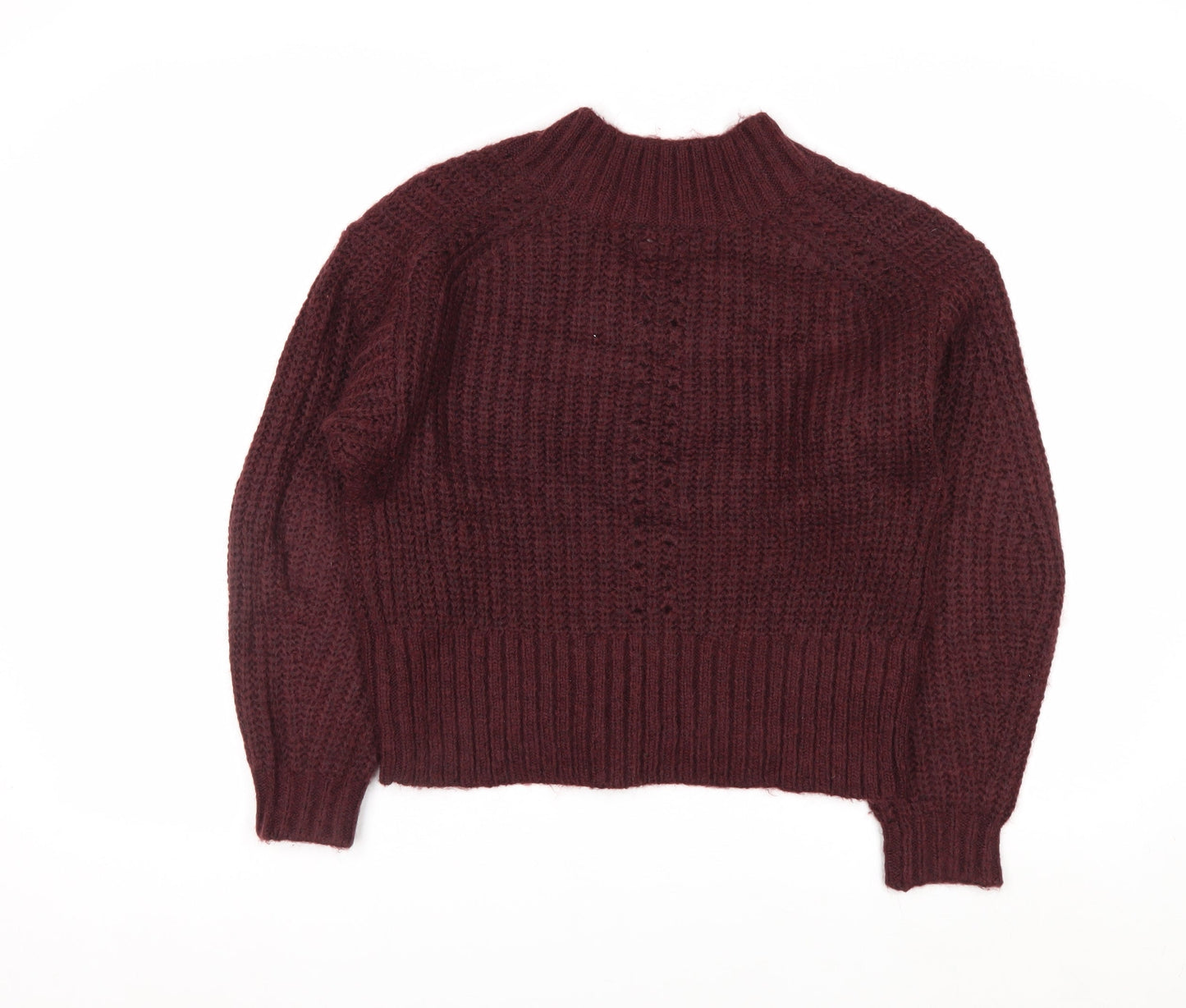 Marks and Spencer Per Una Women Burgundy V-Neck Chunky Knit Jumper S