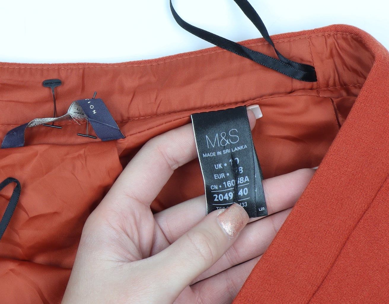 Marks and Spencer Women Orange Knee Length Pencil Skirt Size 10