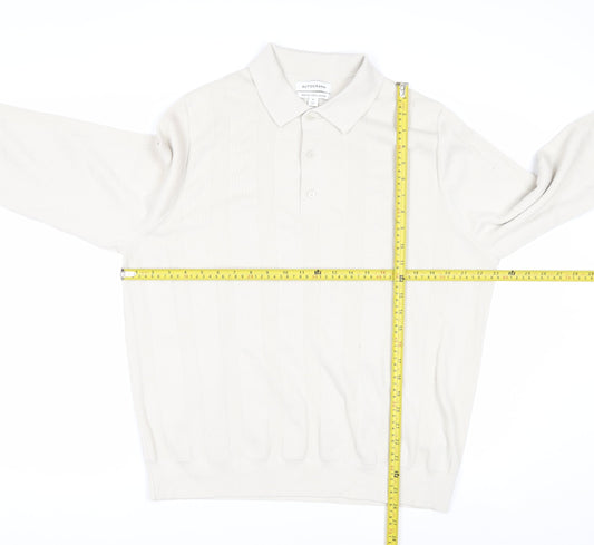Marks and Spencer Men’s Ivory Merino Wool Blend Collared Henley Jumper XL