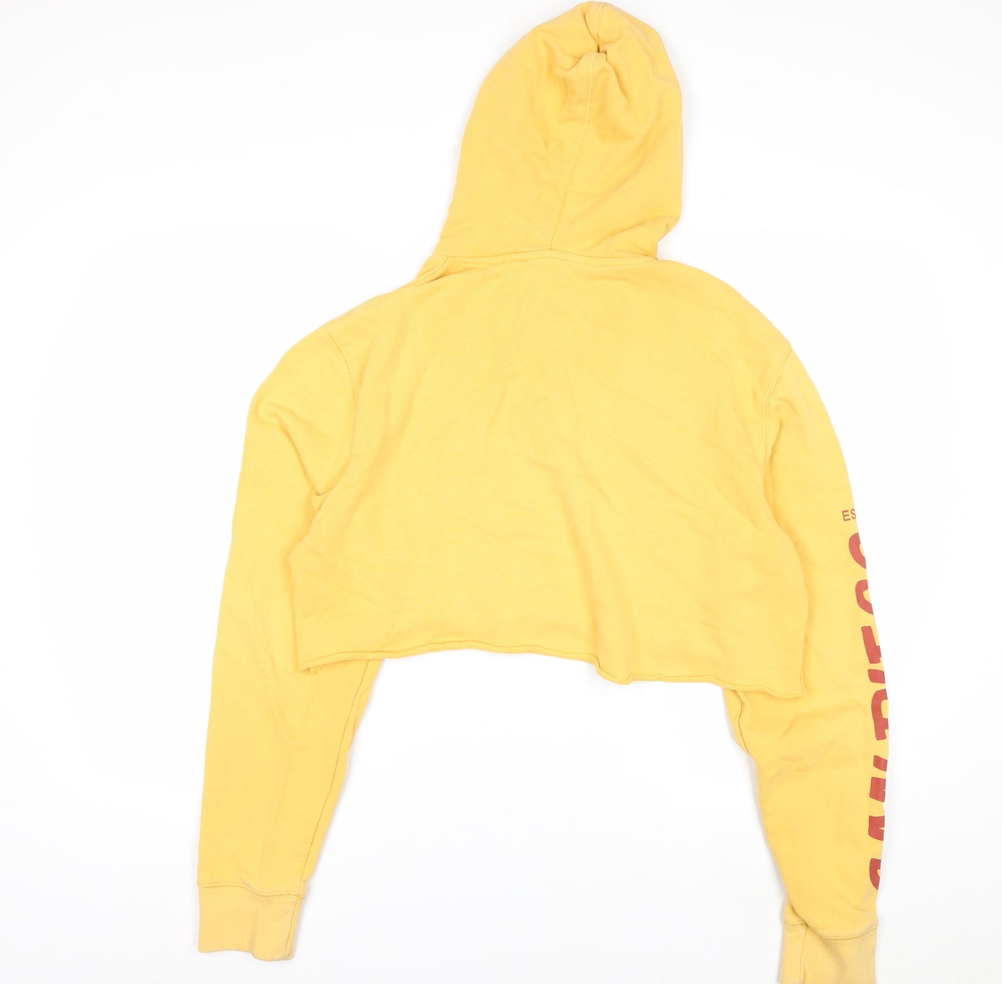 Next Women Yellow Cropped Pullover Hoodie L San Diego Print