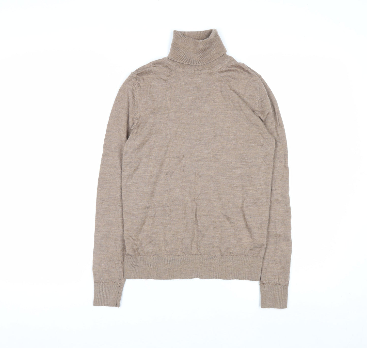 Marks and Spencer Women’s Beige Merino Wool Roll Neck Jumper Size 8