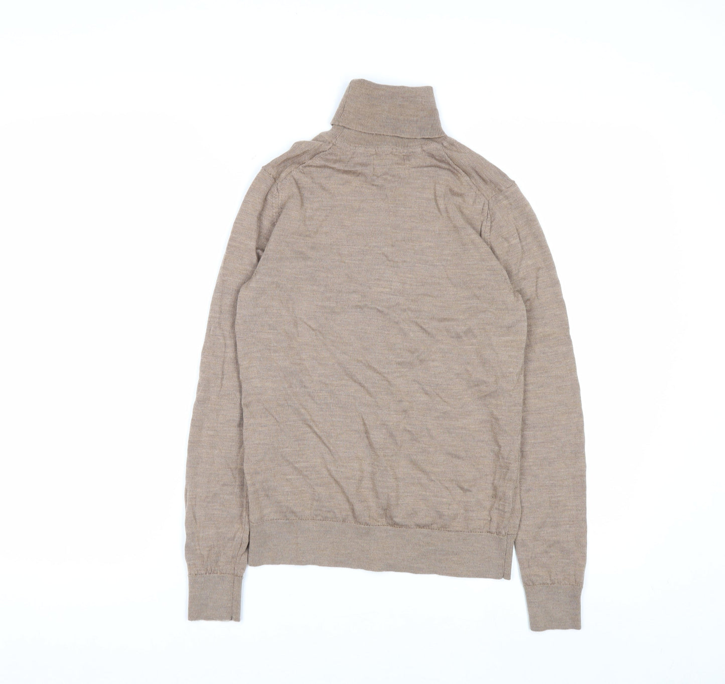 Marks and Spencer Women’s Beige Merino Wool Roll Neck Jumper Size 8