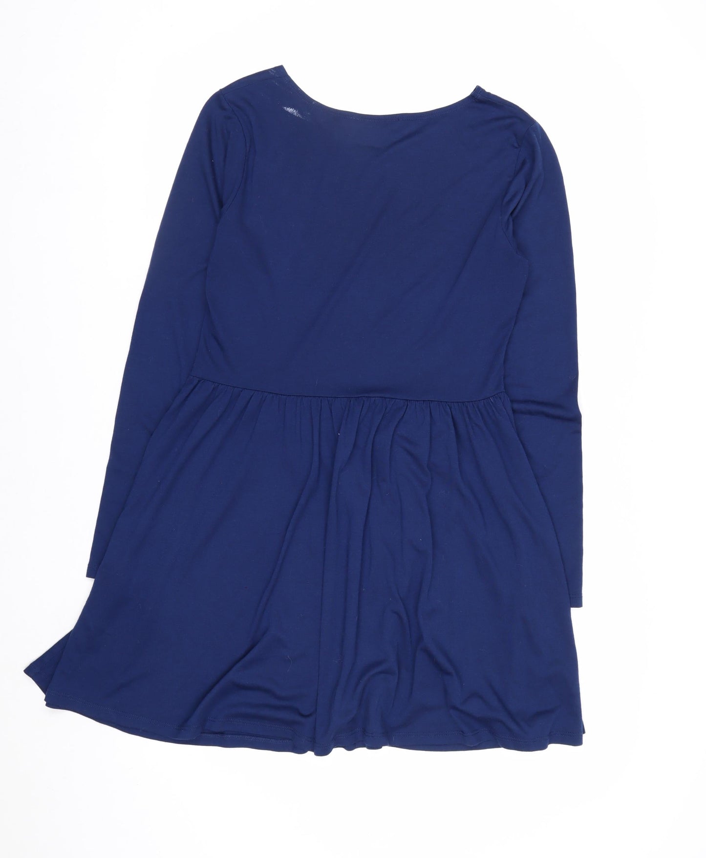 Brave Soul Women Blue Skater Dress M Long Sleeve Casual
