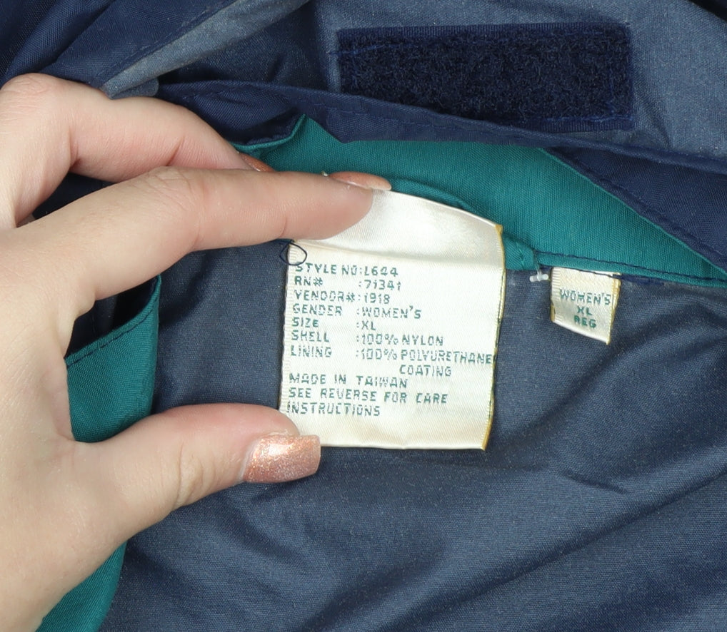 L.L.Bean Women's Blue XL Hooded Anorak Jacket Water Resistant
