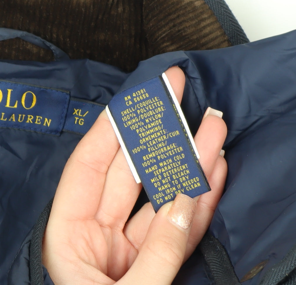 Ralph Lauren Men's Blue Quilted Jacket XL Polyester Mid-Length