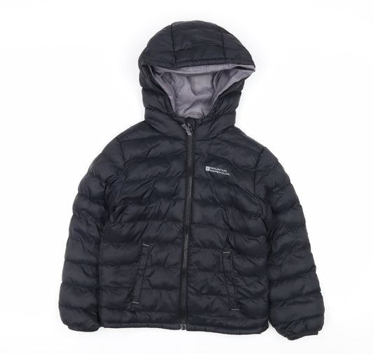 Mountain Warehouse Boys Black 5-6 Years Hooded Puffer Jacket Water Resistant