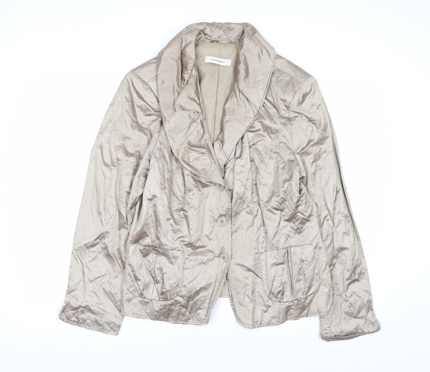 Cassani Women Beige Shawl Collar Single-Breasted Suit Jacket Size 16