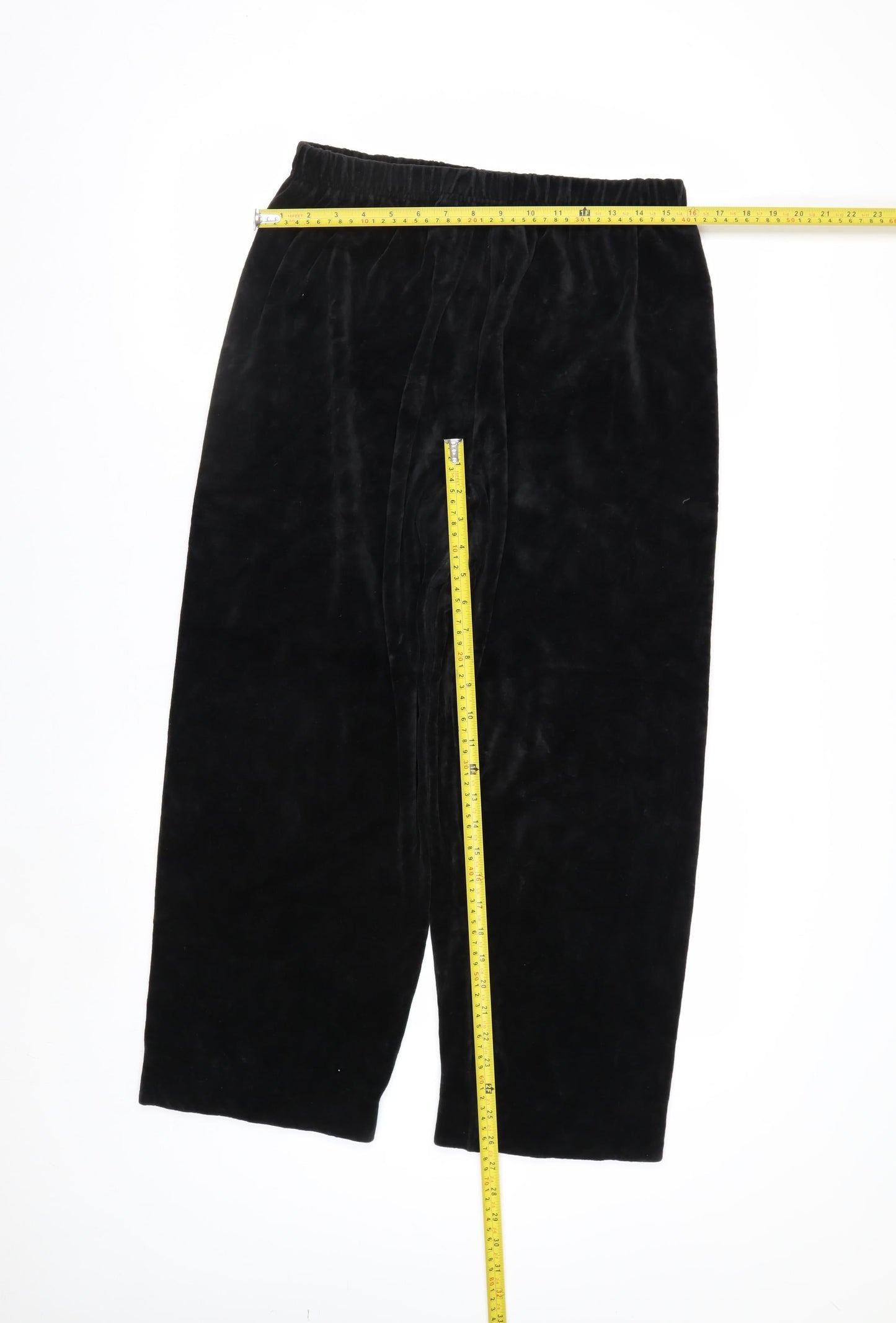 Penmans Womens Black Velvet Straight Leg Trousers L