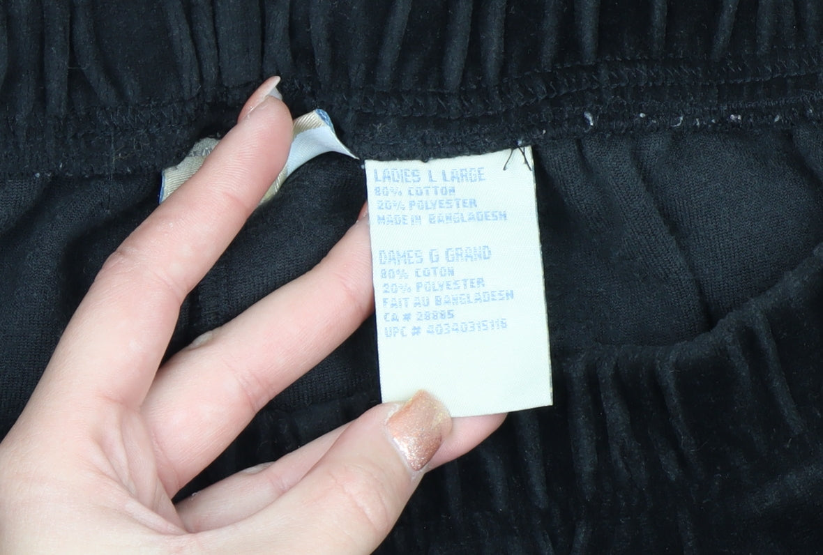 Penmans Womens Black Velvet Straight Leg Trousers L