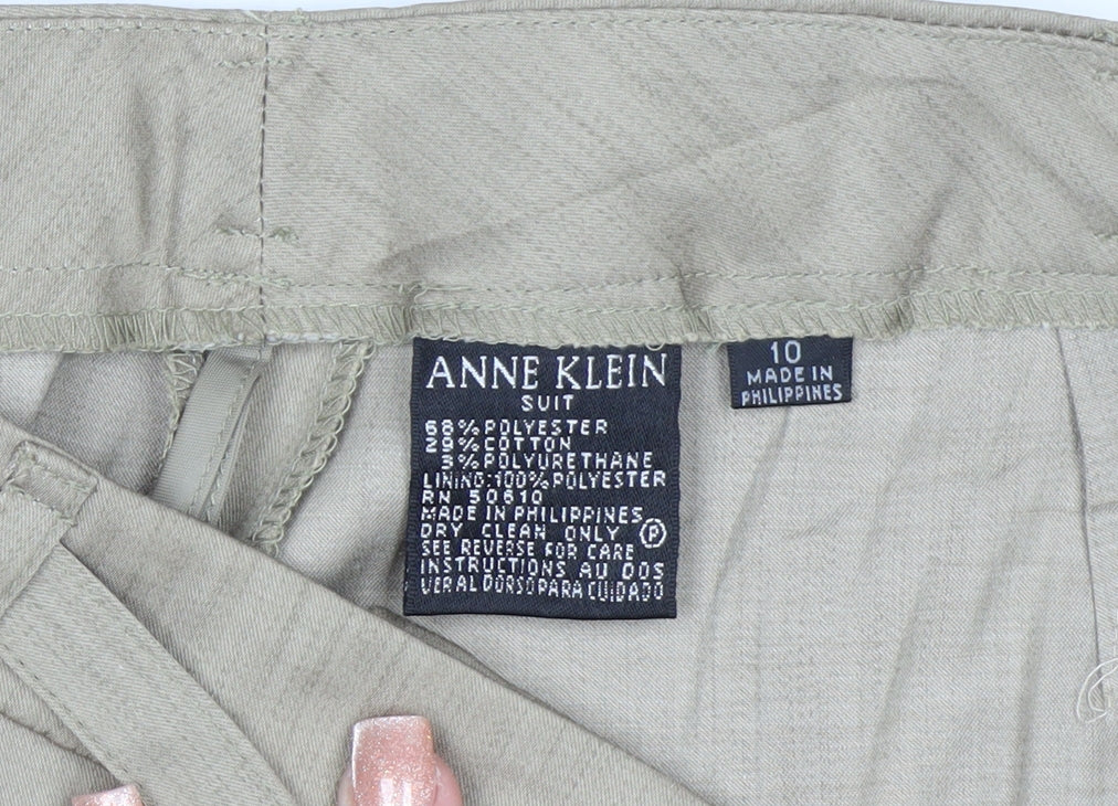 Anne Klein Womens Beige Wide-Leg Trousers Size 14 Linen Blend