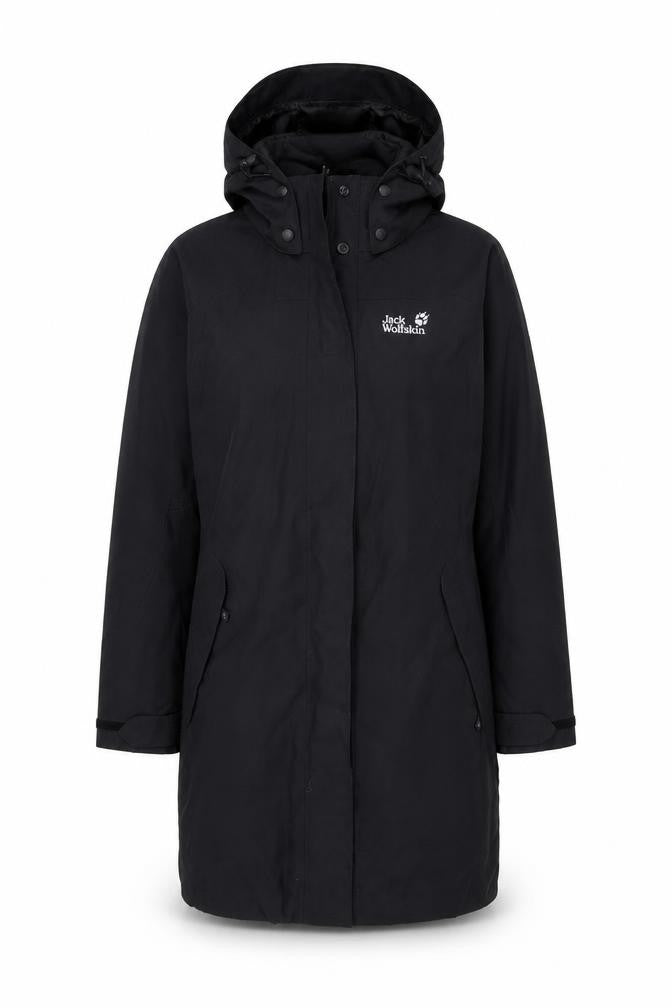 Jack Wolfskin Women's Black Waterproof Parka Coat Size 10