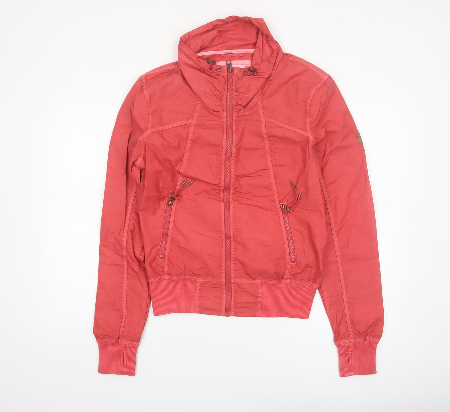 Bench Womens Pink Bomber Jacket Size L Hooded Full Zip Casual