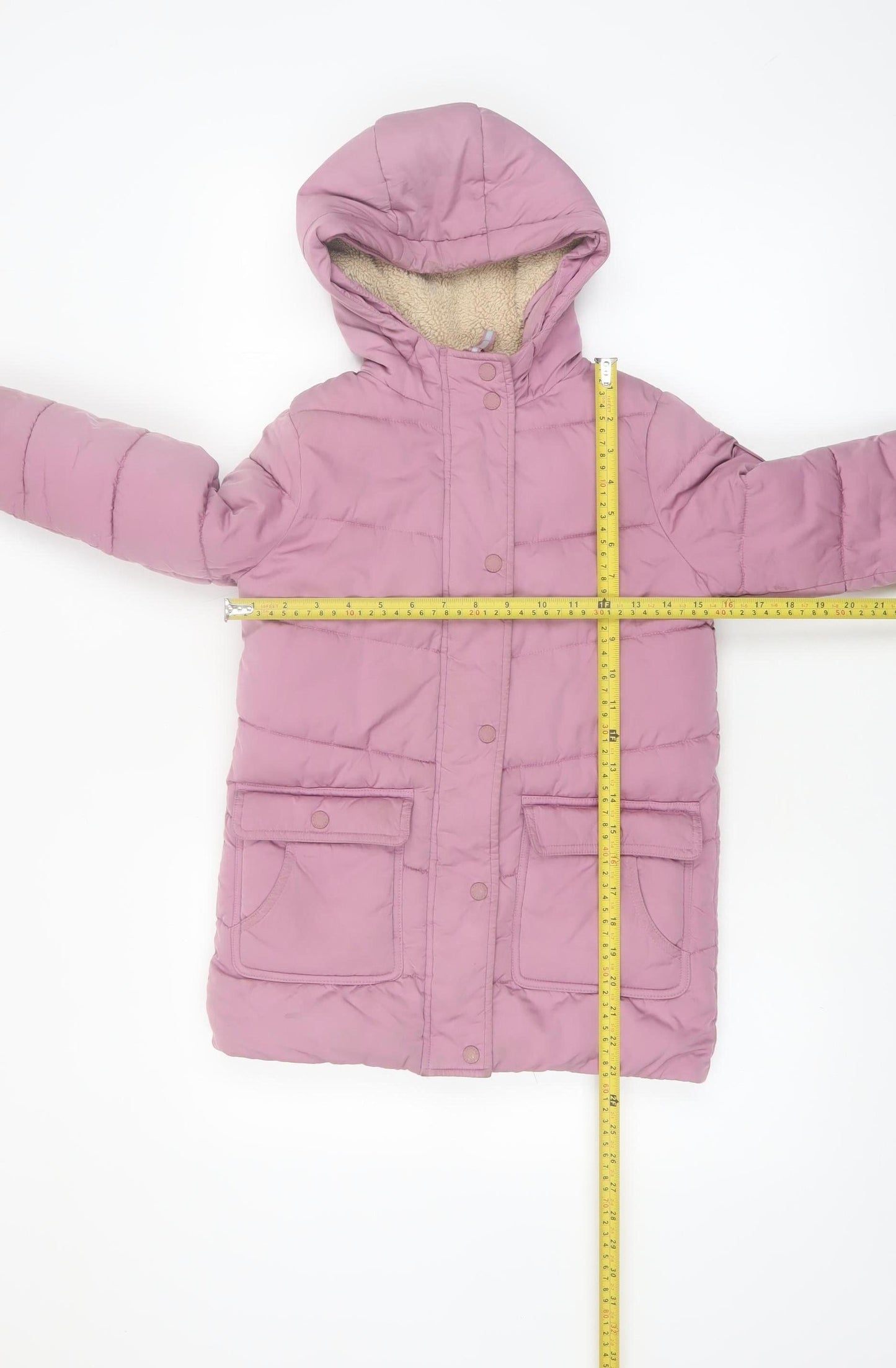 FatFace Girls Pink Hooded Puffer Coat 5-6 Years Winter Lined Jacket