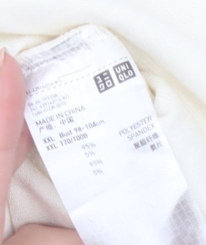 UNIQLO Women Ivory Long Sleeve Basic Stretch T-Shirt Size 2XL