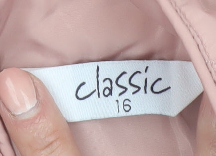 Classic Women Pink Quilted Waistcoat Size 16 Lightweight Zip Gilet