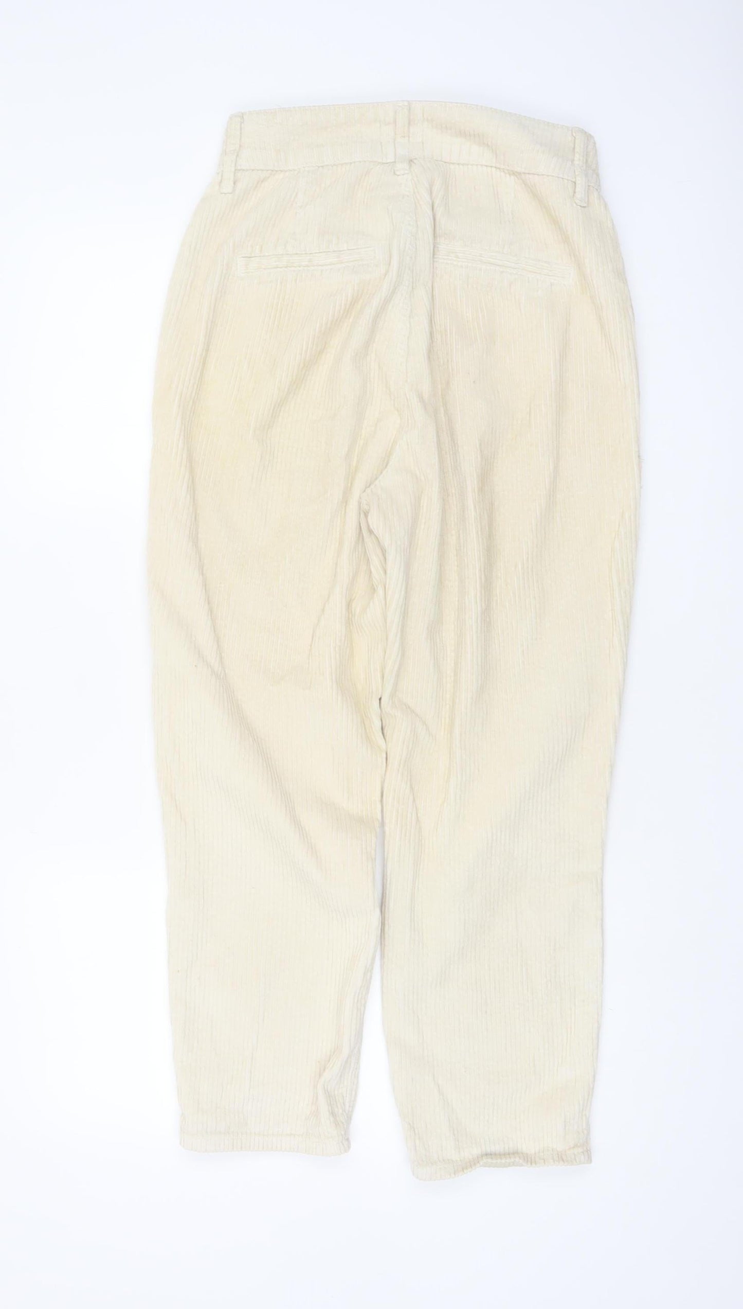 River Island Women Beige Corduroy Trousers Size 10 Regular Straight Cotton