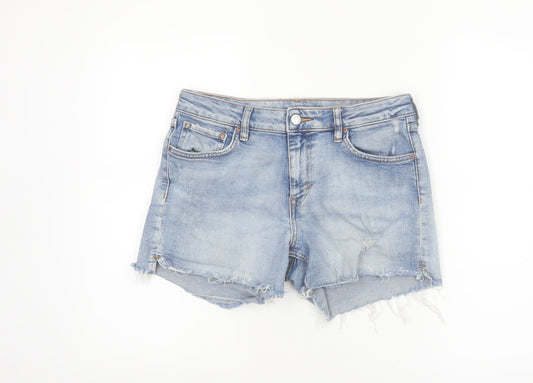 &Denim Womens Blue Size 8 Cut-Off Stretch Denim Shorts