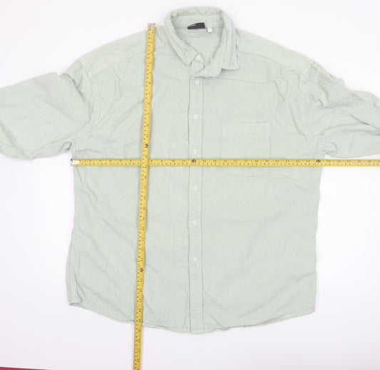 ASOS DESIGN Men's Green Corduroy Button-Up Shirt Long Sleeve Size L