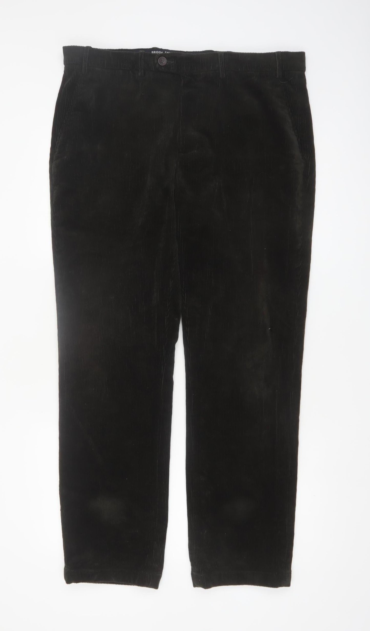 Brook Taverner Men's Black Corduroy Trousers 38R Regular Fit