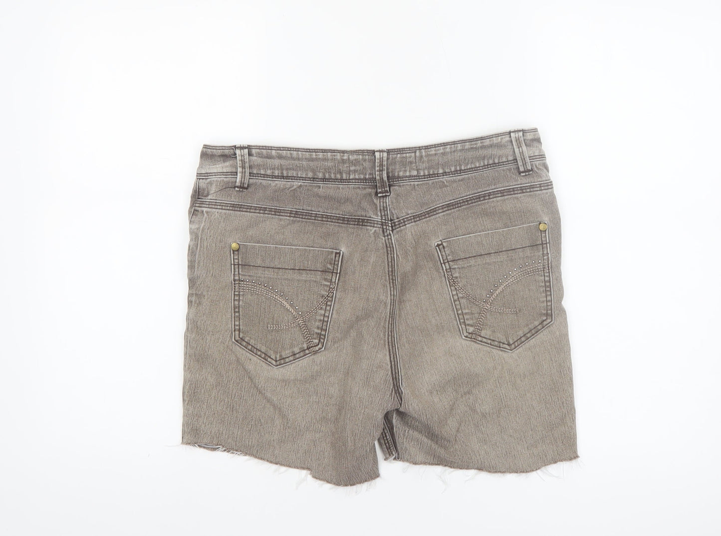 Soon Women’s Grey Cut-Off Denim Shorts Size 14 Stretch Casual