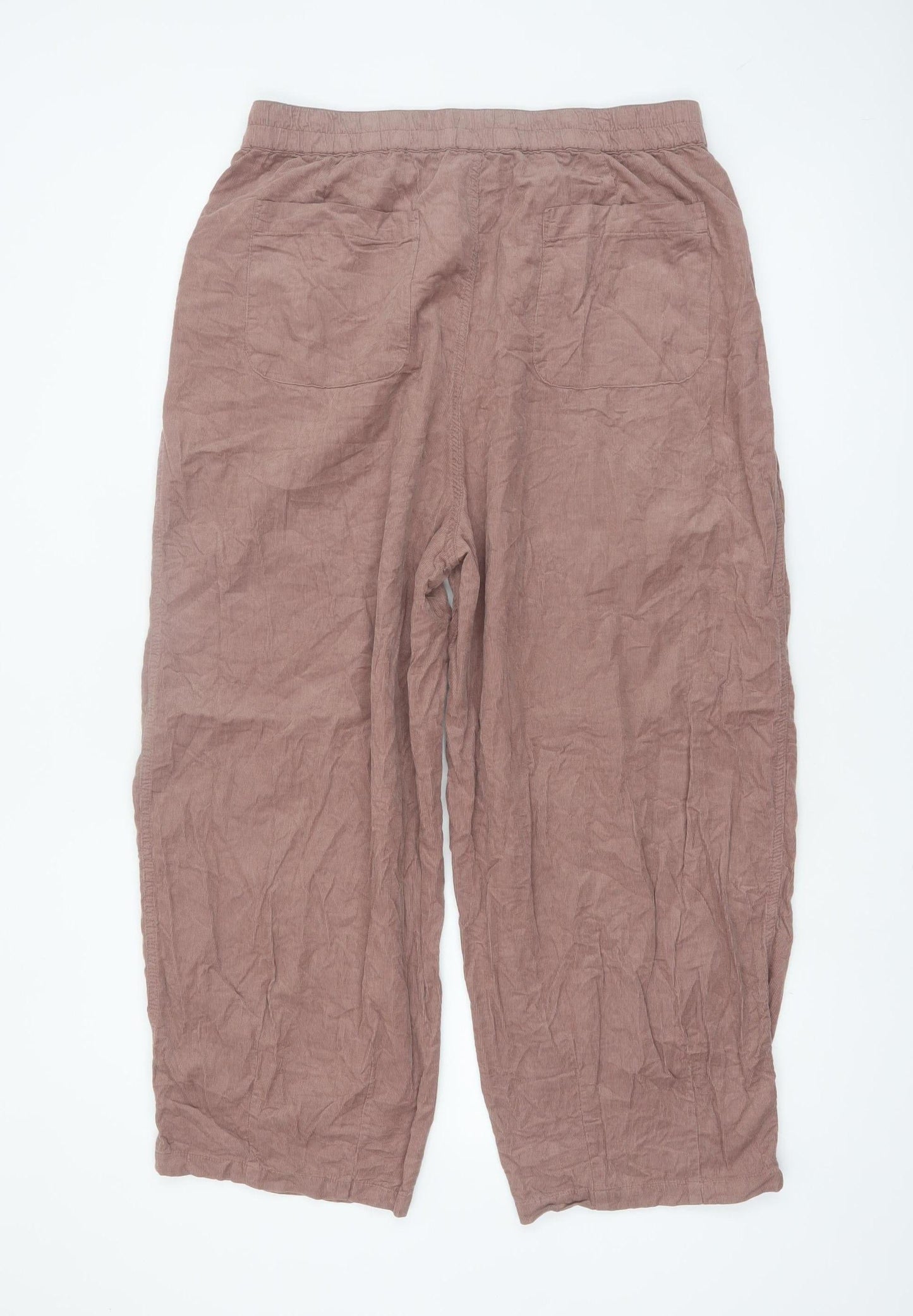 ASOS Design Women's Brown Wide-Leg Cotton Pleated Trousers Size 14