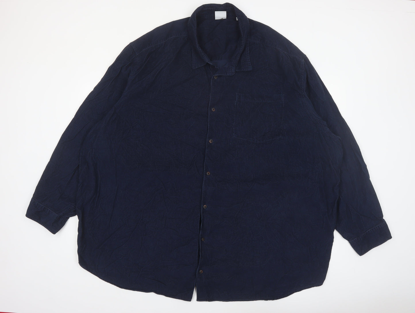Jack & Jones Men's Blue 5XL Relaxed Fit Corduroy Button-Up Shirt