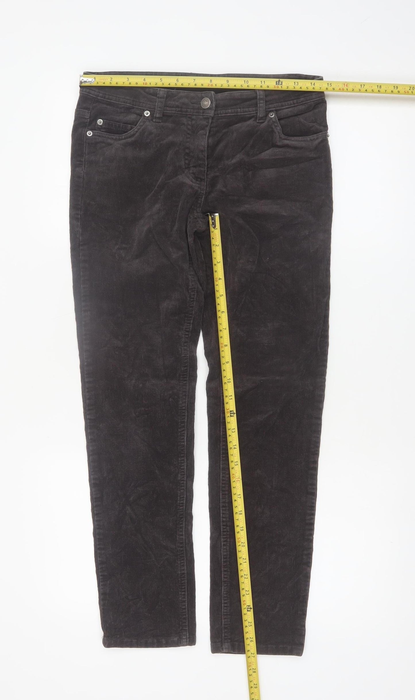 Marie Lund Women's Brown Corduroy Chino Trousers Size 8 Slim Fit
