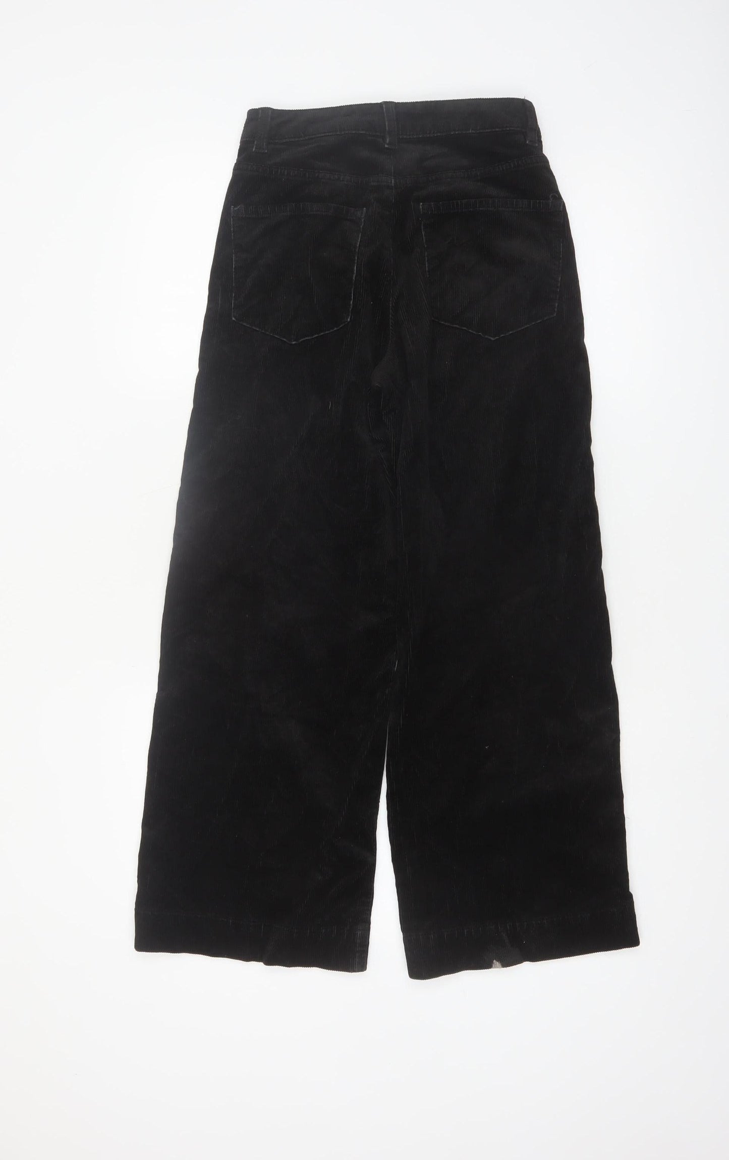 Marks and Spencer Womens Black Corduroy Wide Leg Trousers Size 6