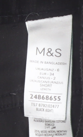 Marks and Spencer Womens Black Corduroy Wide Leg Trousers Size 6