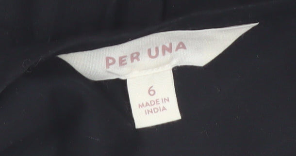 Marks and Spencer Per Una Womens Black Embroidered Bohemian Cotton Blouse Size 6