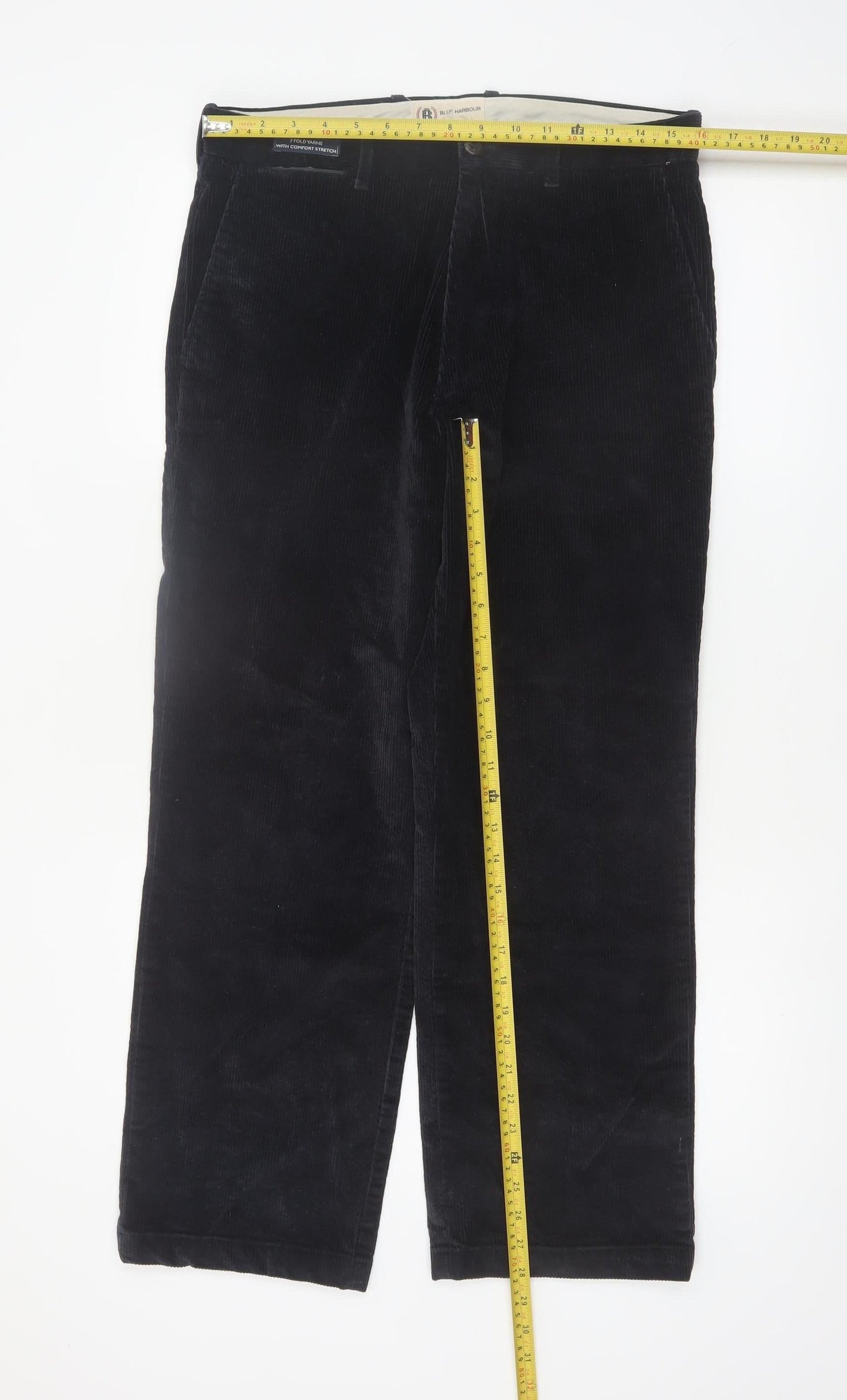 Marks and Spencer Blue Harbour Men's Black Corduroy Trousers 32W 29L