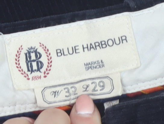 Marks and Spencer Blue Harbour Men's Black Corduroy Trousers 32W 29L