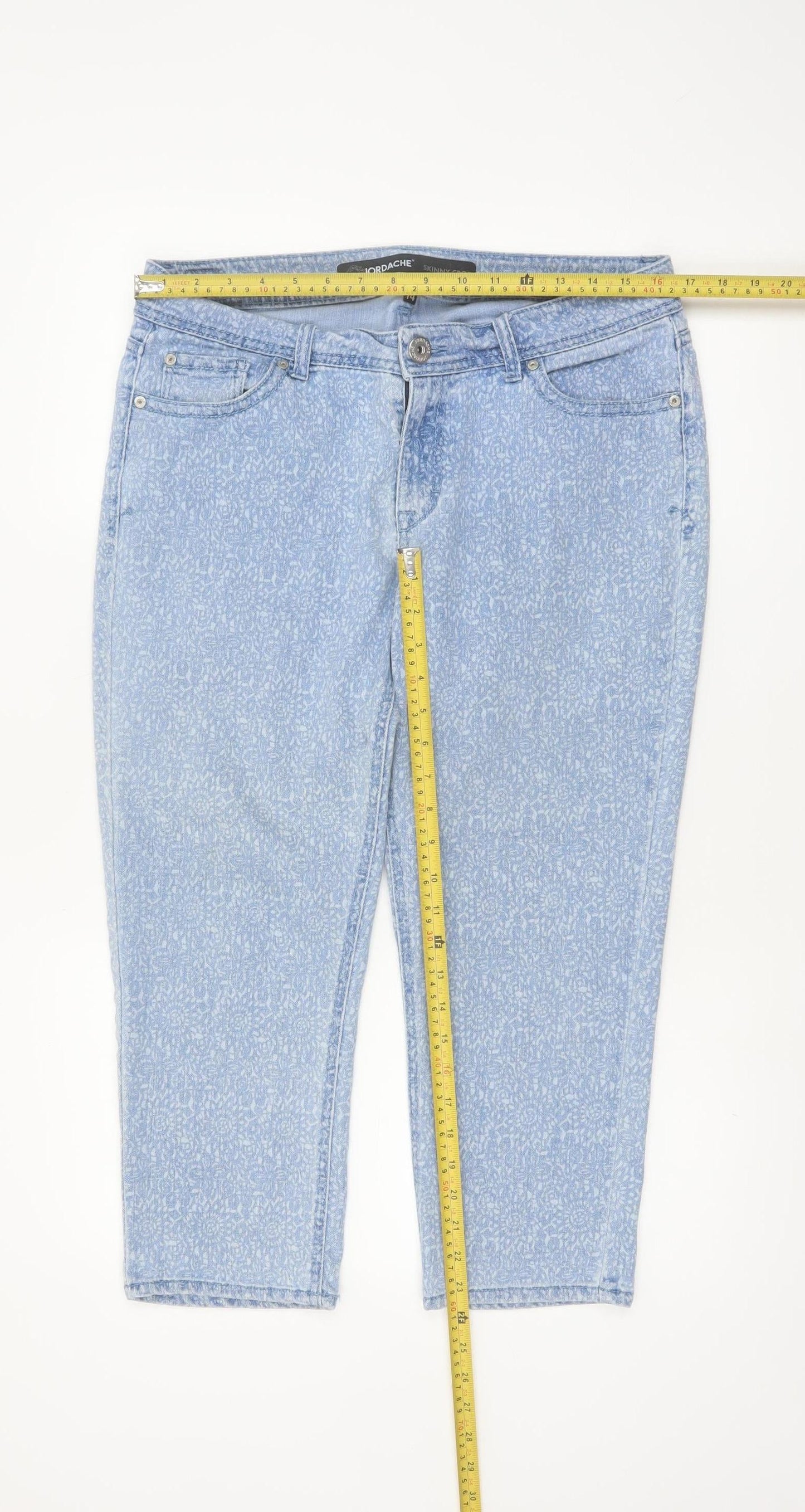 Jordache Women's Blue Floral Cropped Skinny Jeans Size 14