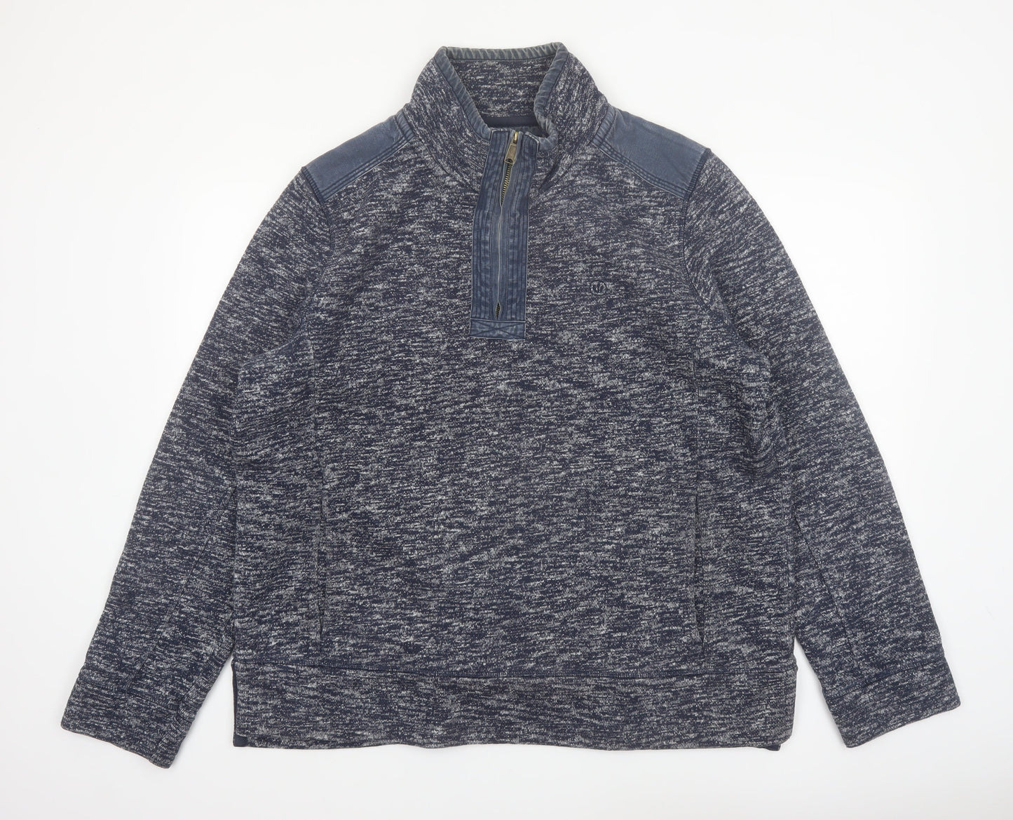 Fat Face Men's Blue XL 1/4 Zip Henley Sweatshirt