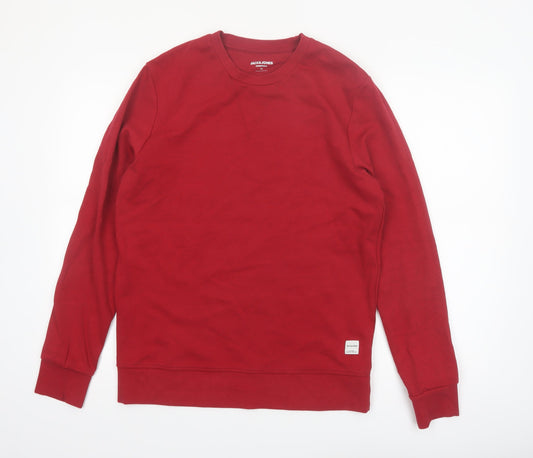 Jack & Jones Men's Red Crew Neck Pullover Sweatshirt M Regular Fit