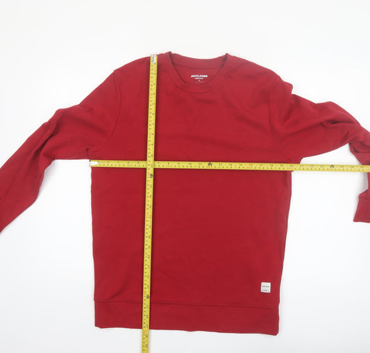 Jack & Jones Men's Red Crew Neck Pullover Sweatshirt M Regular Fit