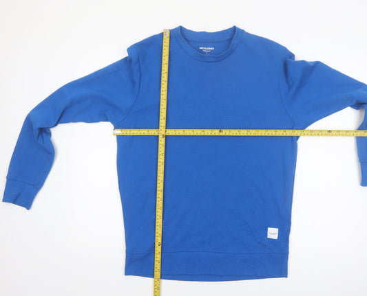 Jack & Jones Mens Blue Pullover Sweatshirt M Crew Neck Long Sleeve