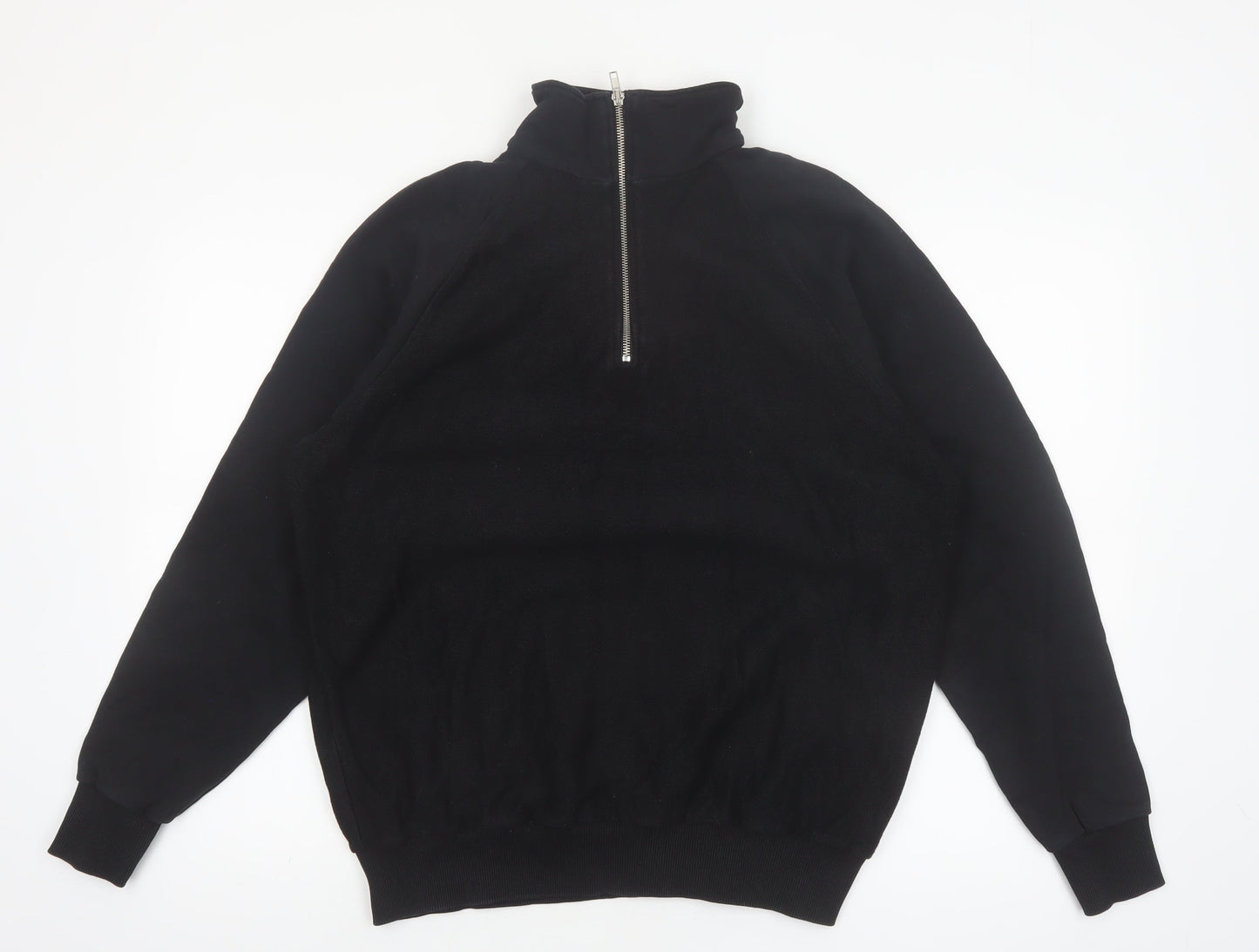 Les Basics Men's Black Large 1/2 Zip High Neck Cotton Sweatshirt